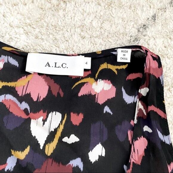 A.L.C. Roslyn Silk Floral Asymmetrical Wrap Dress Size 4 - Picture 7 of 10